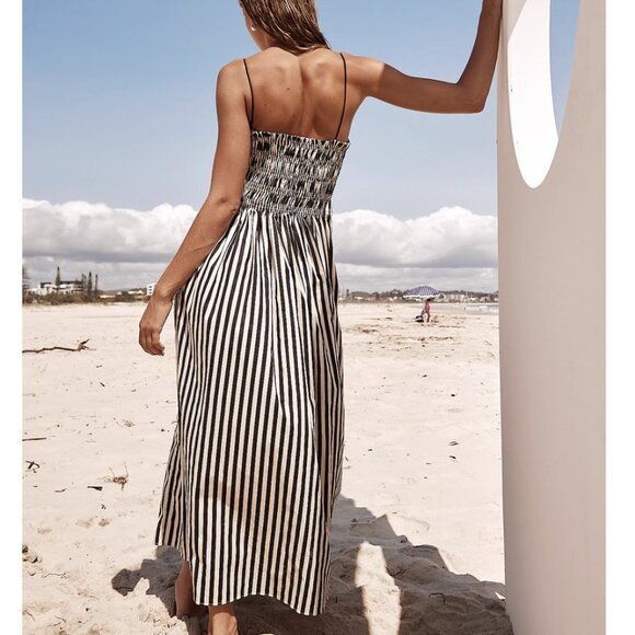 Striped Black and White Maxi Dress - Picture 3 of 10